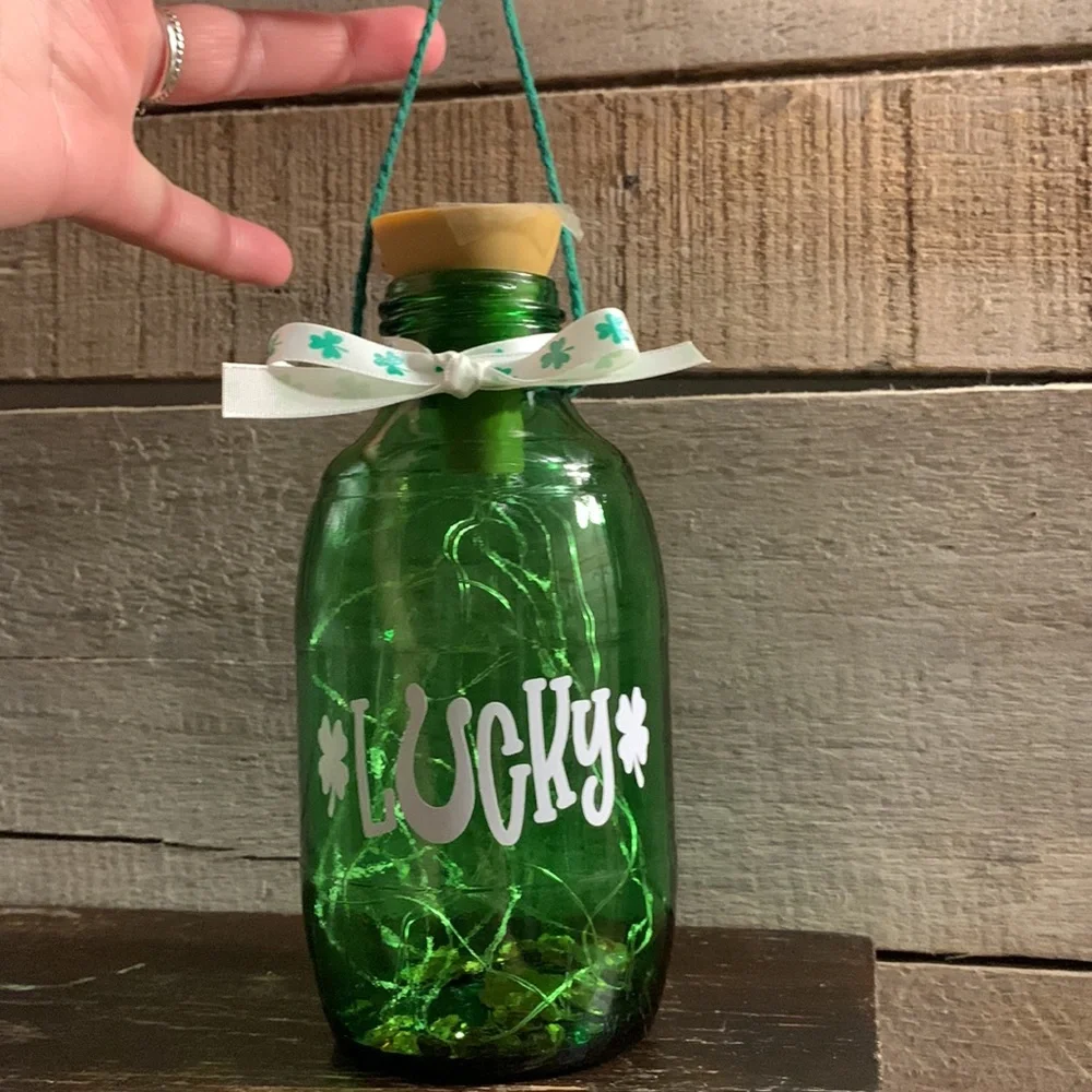 Hand Crafted- ‘Lucky’ green barrel lantern